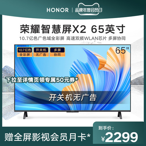 honor荣耀 智慧屏X2 HN65DNTA 65英寸 4K超清液晶电视